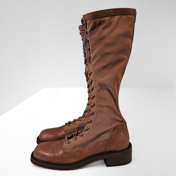 Free People Shoes - Free People Trickum Tall Lace Up Boot Womens Shoe Whiskey Brown EU Size 38